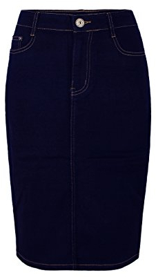 Fraternel Damen Jeans Rock Knielang Bleistift Stretch Blau 40