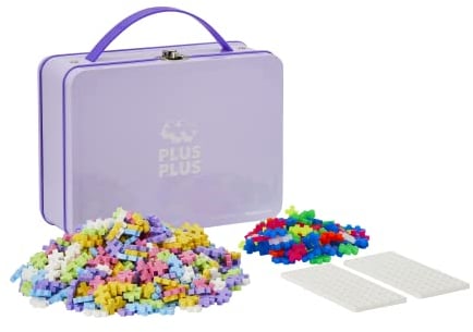 Plus-Plus Geniales Konstruktionsspielzeug, Pastel, Bausteine-Set in praktischer Metall-Box mit Henkel, 600 Teile