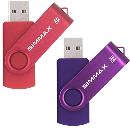 SIMMAX Chiavetta USB 2 pezzi 32GB Girevole Pendrive USB 2.0 Unità Memoria Flash (32GB Rosso Viola)
