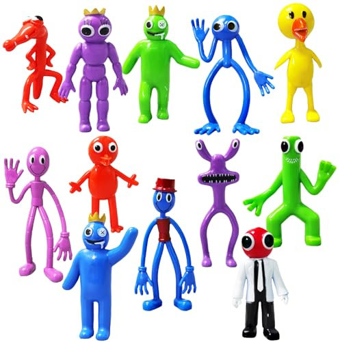 Rainbow Figures Set, 12Pcs Rainbow Gaming Action Figures Friends Figure Ornaments Cartoon Characters Statue Doll Collection Model
