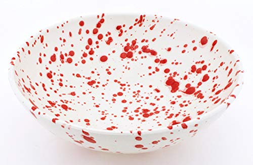 Art ESCUDELLERS Schale aus Keramik, handbemalt, matt, 28 x 28 x 10 cm, Rot