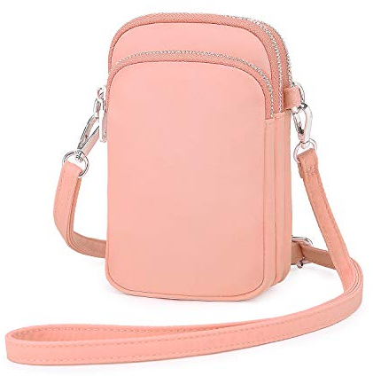 Wind Took Handy Schultertasche Kleine Damen Umhängetasche Handytasche Brieftasche Kartentasche Crossbody Bag Mini Sack, A - Korallenrosa (für 5.8 IN handy), L/W/H:11x5x17 CM