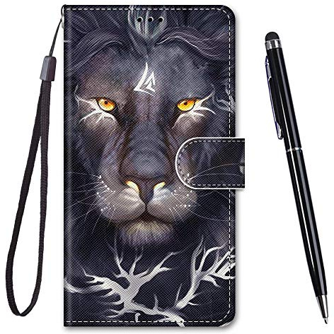 TOUCASA Handyhülle für Huawei Y5 2019,Premium Brieftasche PU Leder Flip [Kreativ Gemalt] Stoßfeste Case Handytasche Klapphülle für Huawei Y5 2019 (Löwenkopf)