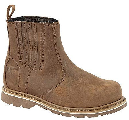 Goodyear - Botines de piel para hombre, con ribete, sin cordones, para hombre, marrón oscuro, 44 EU