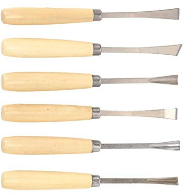 Oumefar Leichte Holzbearbeitung Meißel Set Hochpräzise geschärfte Klinge Gravur Meißel 6 Stück für Holz Ton Wachs Gravur