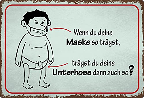 Blechschild 20x30cm gewölbt Deine Maske Corona Sprüche Vintage Deko Geschenk Schild