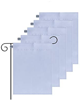 EZHVA 5 banderas de poliéster en blanco de doble cara de 12 x 18 pulgadas, para jardín y patio, pancarta de lona en blanco para sublimación de vinilo y tinta, poliéster 300D, hebras tejidas de 3 capas