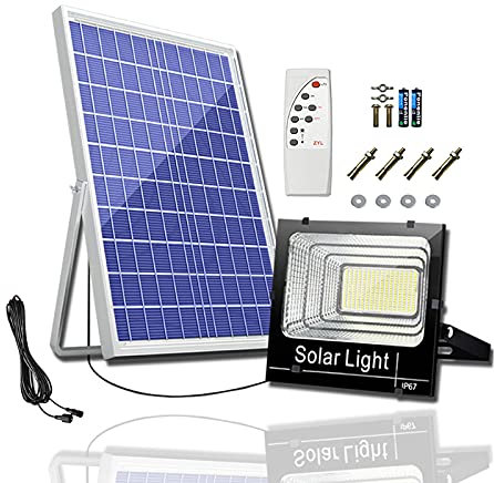 TEMPO DI SALDI Faro 400W A Led Smd Con Pannello Solare E Sensore Crepuscolare Con Telecomando