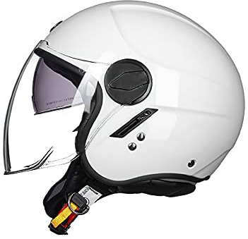 LIONCIANO Motorradhelm, ECE 22.06-zertifizierter halboffener Helm, offener Helm, Moto und Roller, Damen, Erwachsene, Anti-Kratz-Visier(Blanche,XL=61-62cm)