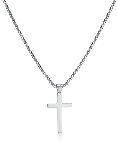 AFSTALR Kreuz Kette Herren Silber Kette mit Kreuz Anhänger Kette Christentum Schmuck Herren