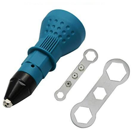 Pistola rivettatrice per trapano elettrico a batteria - Pistola rivettatrice elettrica Riloer, adattatore per trapano avvitatore a batteria , con 2 chiavi + 4 ugelli