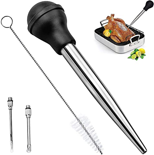 Norhogo Set mit 4 Bastern, Pipette für Küche Truthahn, Küchenspritze für Fleisch und Truthahn, Edelstahl-Saucenpumpenrohr mit Reinigungsbürste