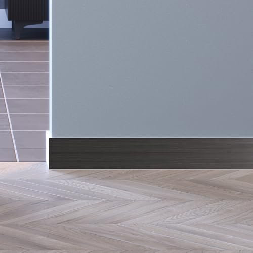 Porte Italiane, Zoccolino Battiscopa Passacavi in HDF, Resistente all'Acqua, Ideale per Pavimenti in Laminato, Ceramica e Resina, Prezzo/Quantità al Metro Lineare, Misura 12x90 mm, Rovere Grigio