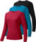 Holure 3er-Pack Damen Langarmshirts UPF50+ Sonnenschutz T-Shirts U-Ausschnitt Wandershirt Running Workout Performance Tee Schwarz/Blau/Rot L