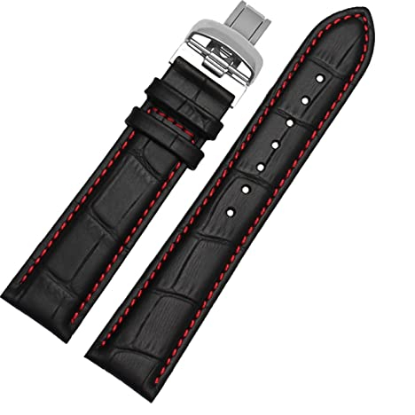 AEMALL Echtes Lederarmband für Mido Multifort M005 Serie M005930 Armband 23 mm mit Edelstahl-Schmetterlingsschnalle (Farbe: Schwarz, Rot, Silber, Größe: 22 mm)