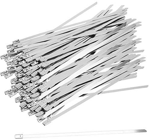SEUNMUK 300 PCS 304 Stainless Steel Tie 4.6 x 300mm, Metal Tie Wrap Self Locking Exhaust Cable Tie for Home, Office and Garage, Silver