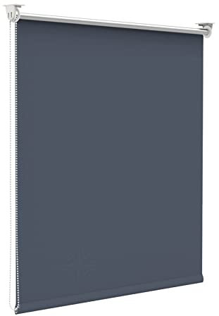 Verdunkelungsrollo Verdunklungsrollo ohne Bohren & mit Bohren,Rollo Verdunkelung Dunkelblau 100x170cm(Stoffbreite 95cm) für Fenster innen Wand/Deckenmontage Fensterrollo Seitenzugrollo Klemmrollo