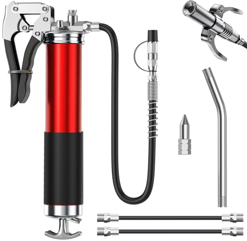 Fantictas Set di pressa per Grasso 8000 PSI ad Alte Prestazioni con Impugnatura a Pistola e Frizione a sgancio rapido, Carica 14 oz