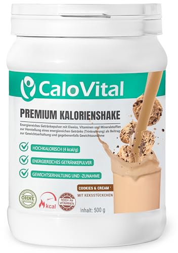 CaloVital Bebida de alimentos altos en calorías para aumentar, galletas y crema, 500 g