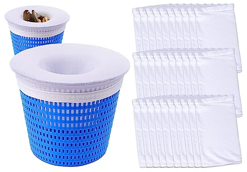 Hitopin 30 Stück Pool Skimmer Socken, Skimmerkorb Netz, Skimmer Filter Netz Wiederverwendbar, Pool Skimmer Socks für Oberflächenskimmer Entfernt Schlacken Blätter