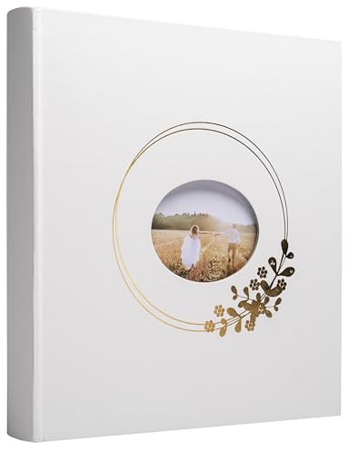 EXACOMPTA - Ref. 16732E – Fotoalbum Ringflower weiß – 300 Fotos – 60 weiße Seiten – Format 29 x 32 cm – Einband mit Papier in PU-Optik und Sichtfenster