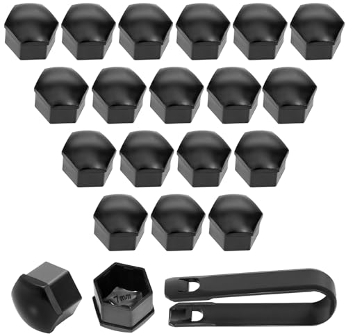 XIANGLONGY 21 Pezzi Copribulloni Auto 17 mm, Copribulloni Auto, Copribulloni per Auto, Copribulloni 20+1pz, con Set di Strumenti per Rimozione Auto. (Nero)