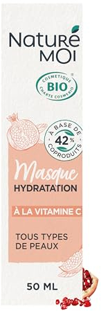 Naturé Moi - Masque Visage - Masque Hydratation - Soin Visage à la Vitamine C et à l'extrait de Grenade - 99% d'Origine Naturelle - 50 ml - Fabriqué en France