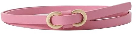 KONGNY Damengürtel, schmaler Gürtel, weicher Ledergürtel, verstellbarer Taillengürtel mit Metallschnalle, 6 Pink