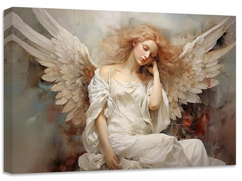 ZXHYWYM Engel Leinwandbilder elegantes Mädchen Bild Drucke Engelsflügel Gemälde abstrakte Kunstwerke für Wohnzimmer Schlafzimmer Dekor Gerahmt (Bild-3, (30.00 x 45.00 cms))