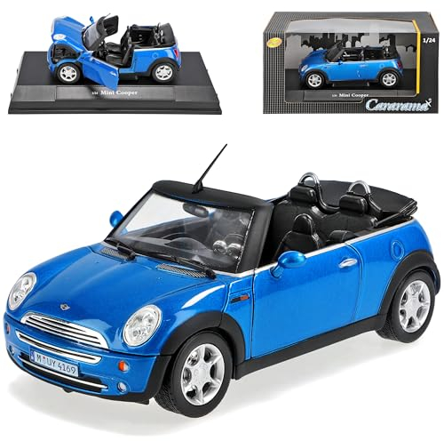 Cararama Mini Cooper Cabrio Blau R52 2004-2008 1/24 Modell Auto mit individiuellem Wunschkennzeichen