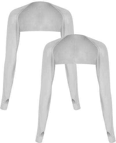 2 Stück UV-Schutz-Schal-Armstulpen,Bolero Damen Sonnenschutz,Eisseide Armstulpen Damen,Kühlerer Achselzucken,Kühlschal Armmanschetten mit Fingerlöchern,Für Golfen Reiten Laufen Outdoor Aktivitäte-grau