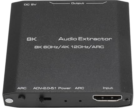 Audio Extractor, 3.5mm AUX Sound Extractor Converter Support 8K 60Hz and 4K 120Hz, EDID Setting HD Optical SPDIF, Video Converters for PCs Laptops DVD, HD Players