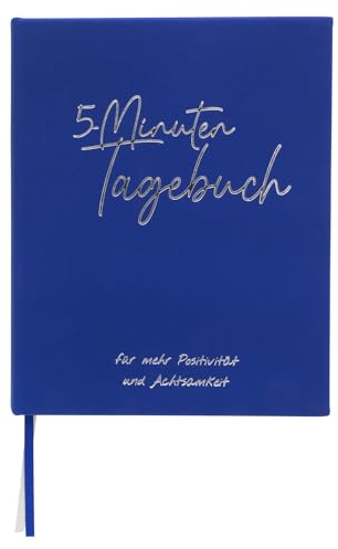 Idena 10857-5 Minuten Tagebuch in Blau, Dankbarkeitstagebuch mit 160 Seiten, Achtsamkeitstagebuch ca. 16 x 19,7 cm groß