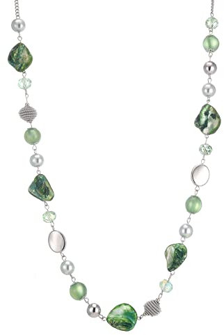 BULINLIN Collar Mujer Largo de Plata Elegante Collar Bohemio Largos de Cuentas Bisuteria Bohemio Regalo Cumpleaños para Mujer(Green)