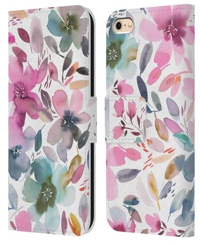 Head Case Designs Officially Licensed Ninola Pastel Lilac Watercolor Artistic Flowers Leather Wallet Case Compatible With Apple iPhone 6 / iPhone 6s