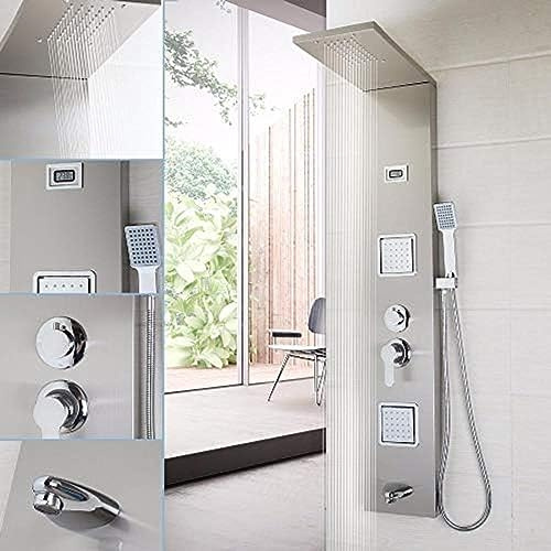 Wall Mounted Shower Panel Faucet Rainfall Waterfall 3 Part Body Massage Single Handle Stainless Steel Bath Shower Column