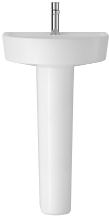 Balterley 425mm Bathroom Sink, Full Pedestal Ceramic Round Bowl Bathroom Wash Basin Sink with Overflow, 1 Tap Hole, Floor Standing Basin Sinks for Cloakroom - 425 x 380 x 825mm (White)