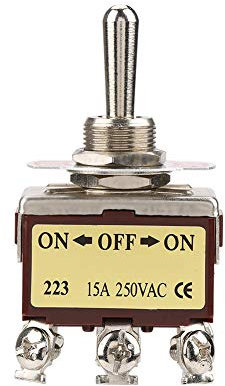 ON Off ON Interruptor de Palanca Momentáneo, Interruptor Selector de Tres Vías 6 Pines 250v 16a Dpdt Interruptor Momentáneo Interruptor de Palanca Momentáneo de 3 Posiciones 6