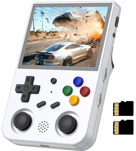 RG353V Console de jeu portable, double OS Android 11 et système Linux prenant en charge 5G WiFi 4.2 Bluetooth Moonlight Streaming Sortie HDMI Carte SD 64 Go intégrée Jeux 4452 (RG353V-WH)