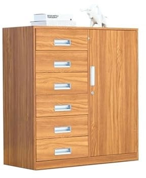 guiling-1986 Aktenschrank Schrank mit 6 Schubladen, for den Haushalt, multifunktionaler Aufbewahrungsschrank, Metall-Datendatei-Organizer, Büro-Aktenschrank Büroschrank(Natural)