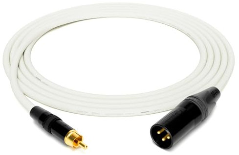 enoaudio Mogami 2534 Quad Professionel Studio Kabel | Neutrik Gold Cinch RCA - XLR male | HiFi, White, 10 m