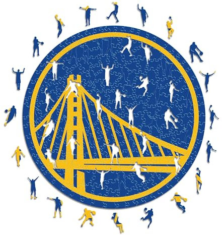 Iconic Puzzles - Golden State Warriors, Logo, Holzpuzzle, offiziell lizenziert von der NBA, 100% nachhaltig, Größe M, 270 Teile