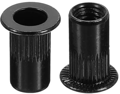 QUARKZMAN Écrous à rivets en acier au carbone à tête plate cannelée noire 60 pièces