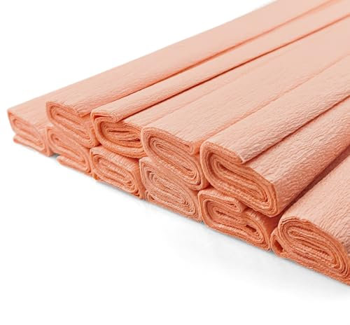 Netuno 10 Rollen Krepp-Papier Pastell-Pfirsich 200 x 50 cm Bastelpapier Krepppapier zum Basteln Hellorange Bastelkrepp deko krepp Rollen Pastell crepe paper orange