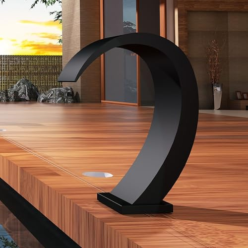 IMEX - Cascada Piscina de Acero Inoxidable S.316 Negro Mate | Fuente Piscina Empotrada Suelo para Jardín, Piscina y Terraza | Grifería 1 vía (Agua Fría) y Tratamiento Anticorrosión | Serie Iguazú