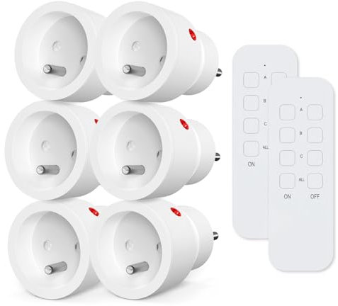 KYF 2 x Lot de 3 Prises 2300W avec 1 télécommande intérieure (Power_Strip, 3 Prises, Type E, 230V, 10A)