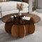 Table Basse Ronde en Verre, Table Basse Salon Moderne, Verre Trempé + Panneau de Densité, pour Salon, Chambre À Coucher, Facile À Assembler(Dark,70x40cm/28x16)