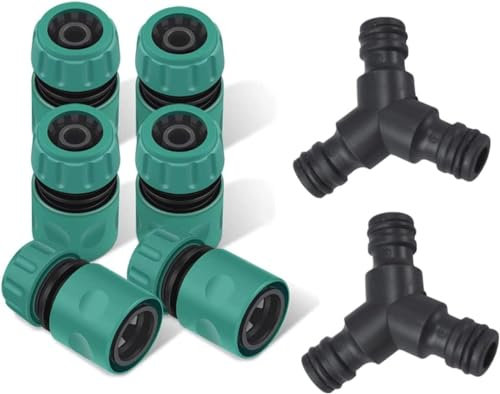 SANTUO 8 Stück Gartenschlauch Kupplung Satz 1/2 Zoll Doppelstecker Gartenschlauch Verbindungen Extender Y-Stück Abzweig-Verbinder Verlängerung Kupplung Verbindungsteil