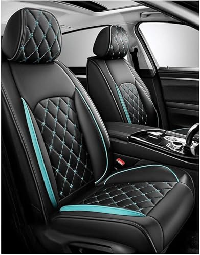 Auto Sitzbezüge für VW Tiguan Allspace Life Elegance R-Line 7Seat 2017-2022 | PU-Leder Komfortabler Wasserdicht Atmungsaktiv Sitze Protector Innenraum Zubehör,C-BlackBlue