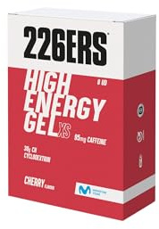 226ERS High Energy XS, Gel Energético Deportivo con Cafeína, Cereza 8 x 45g | 30g de hidratos, energía prolongada con ciclodextrina, rápido vaciado gástrico, mejor digestión, sin gluten, sin lactosa